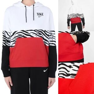 109 Nike | EUC Women’s Colorblock Hoodie – Zebra Print White Red Black (size S)